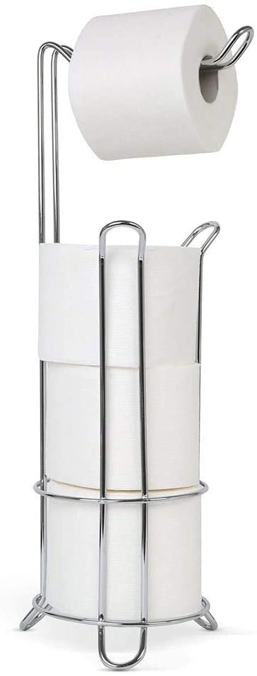 PORTA PAPEL HIGIÊNICO DE CHÃO CROMADO 4 ROLOS