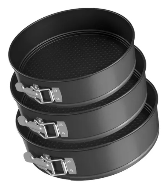 KIT 3 FORMAS REDONDA FUNDO REMOVÍVEL (24CM, 26CM, 28CM)