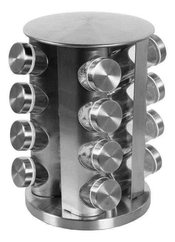 PORTA TEMPERO INOX 16 POTES (REDONDO)