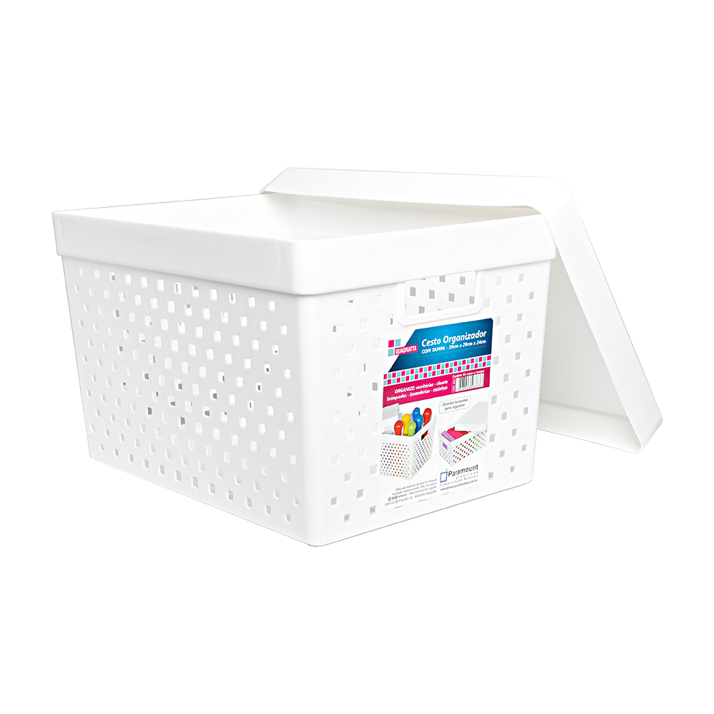 CESTO ORGANIZADOR COM TAMPA 39X29X24CM